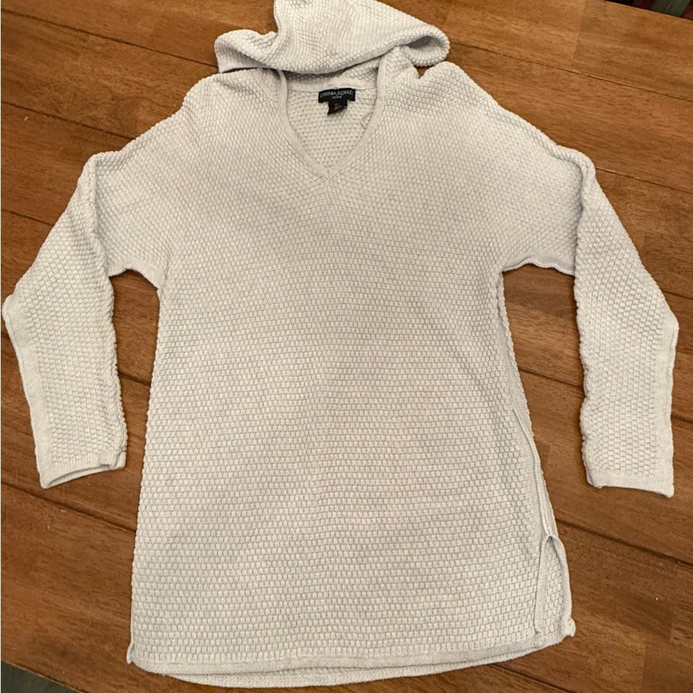 Cynthia Rowley Powder Blue V-Neck Hooded Sweater